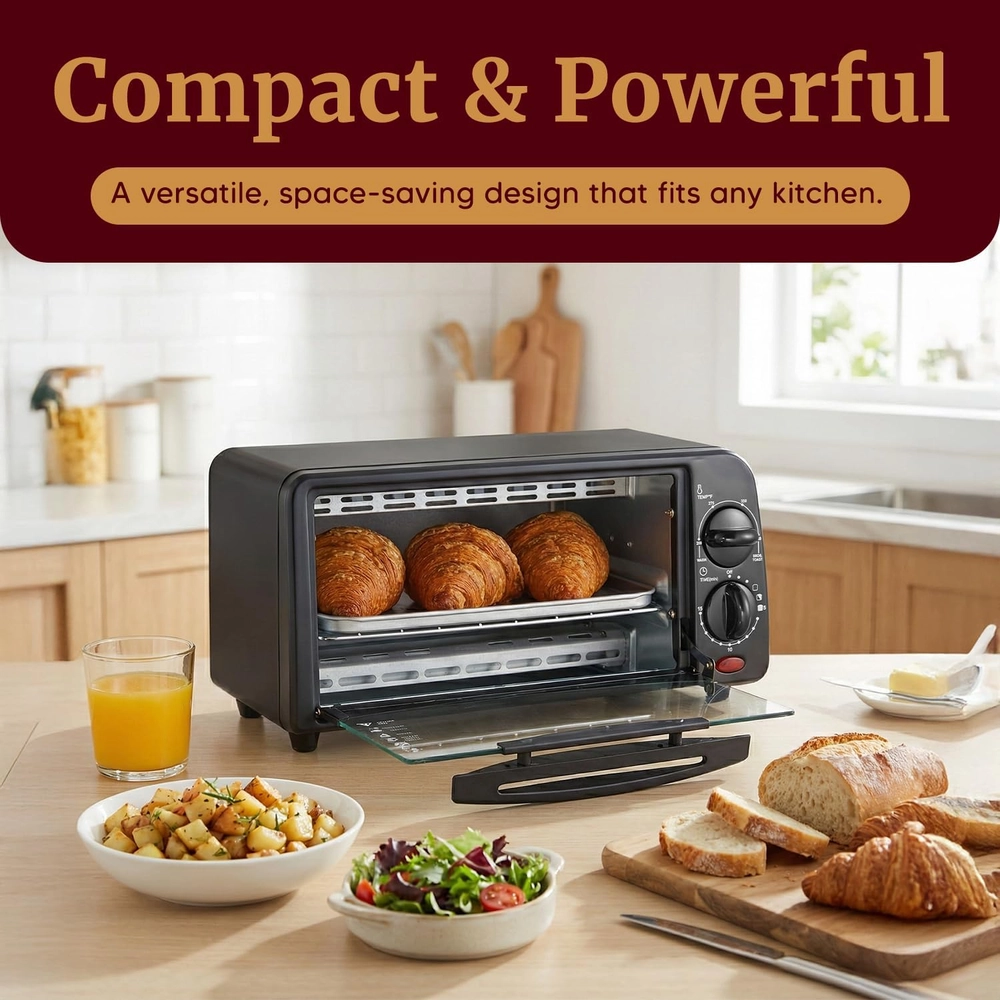 Black Compact Toaster Oven