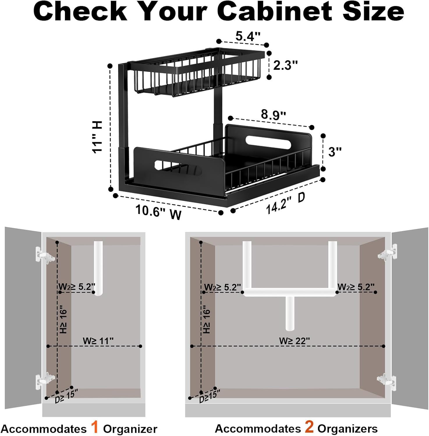 Black Two-Tier Under Sink Organiser