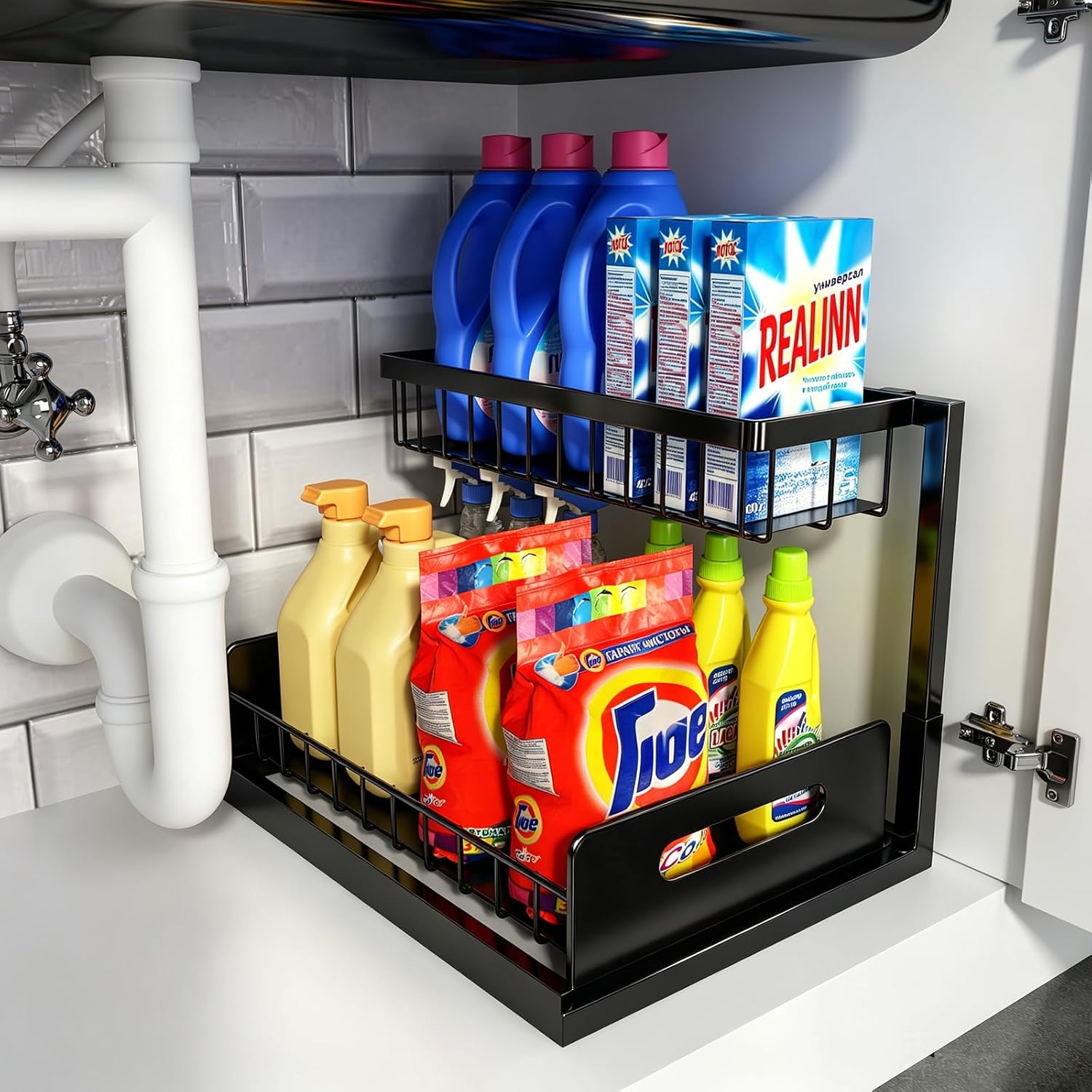 Black Two-Tier Under Sink Organiser
