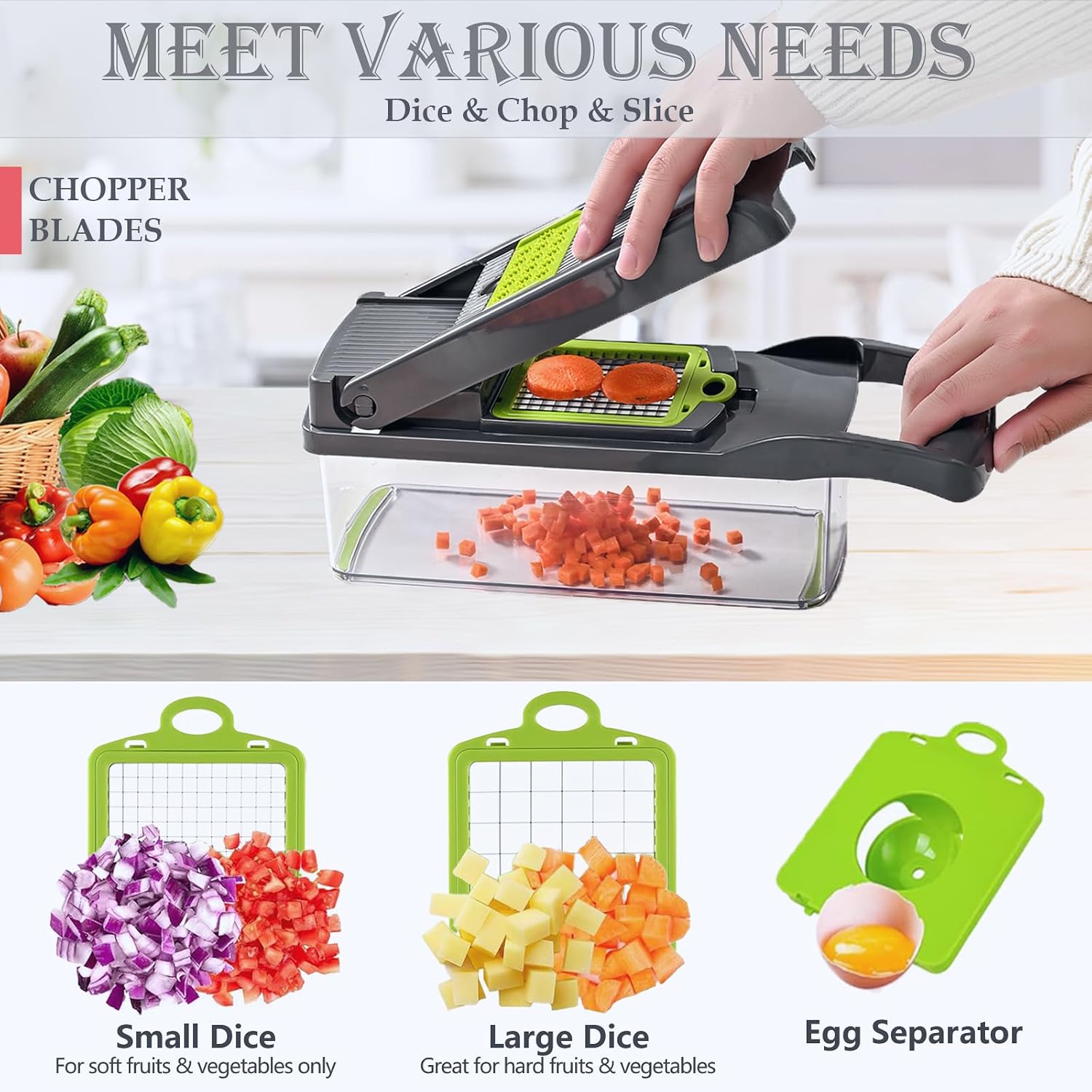 Multifunction Vegetable Chopper with 12 Blades