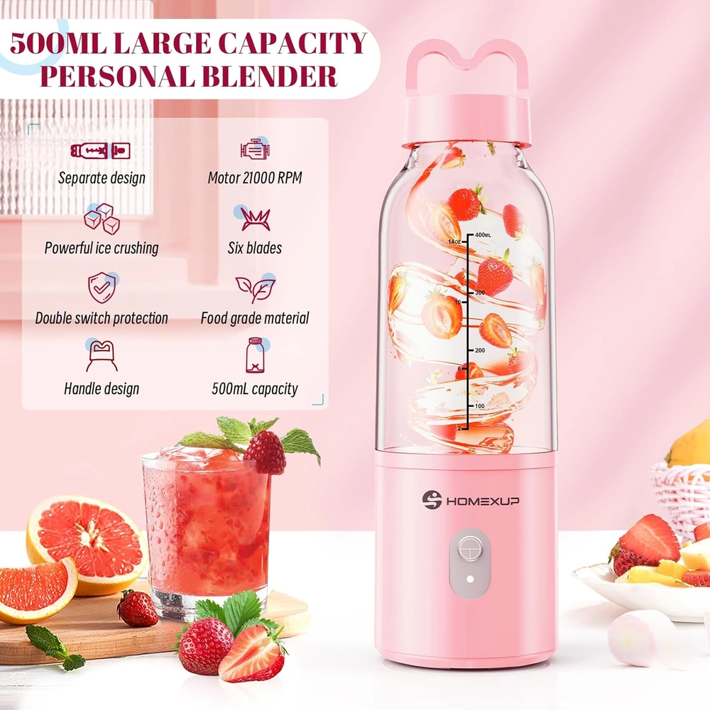 Pink 500ml Portable Blender