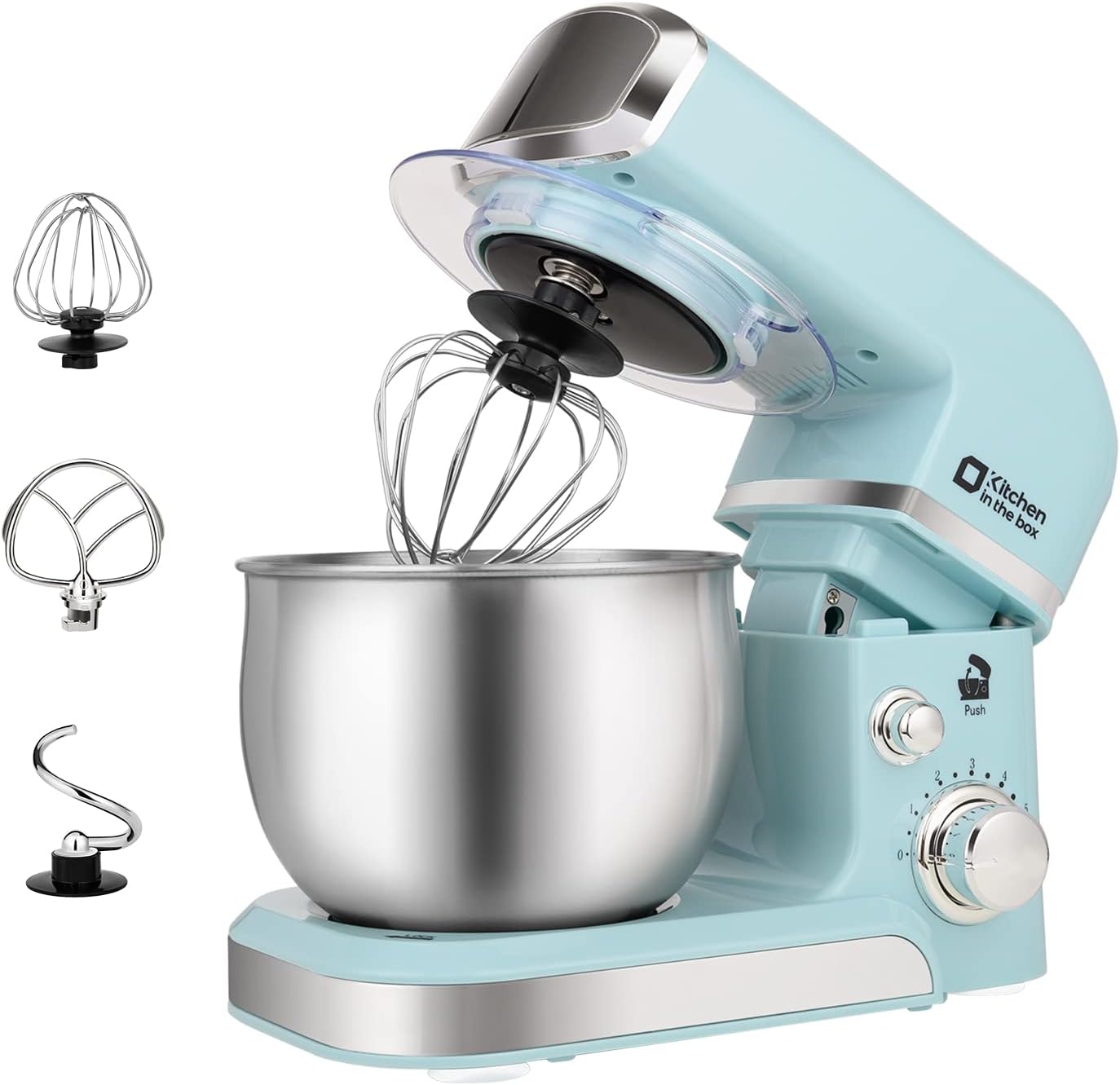 Retro Blue Stand Mixer with Stainless Steel Bowl